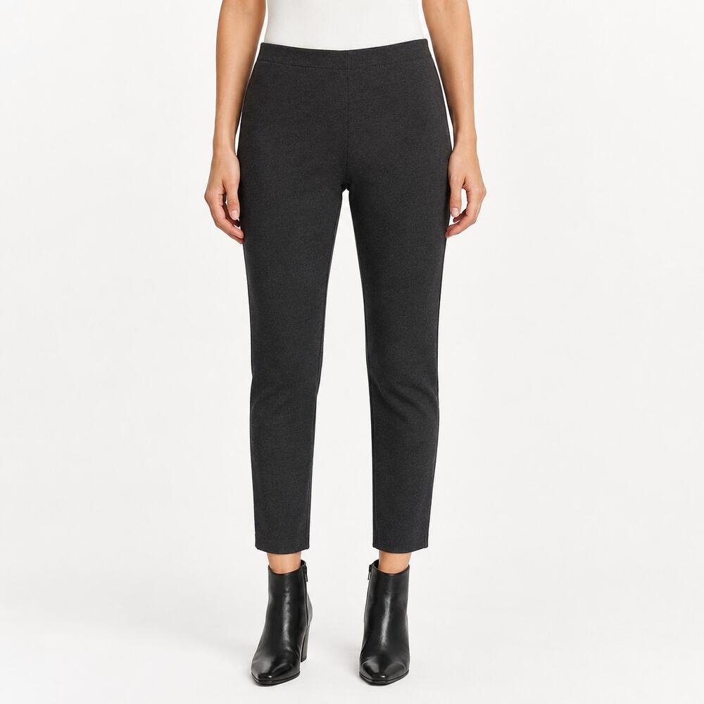 Eileen Fisher Pull-On Slim Pants Womens S Charcoal Gray Stretch Work Minimalist